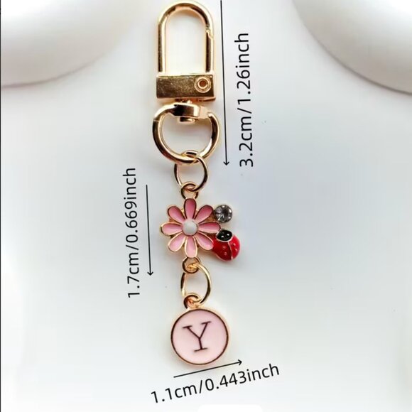 PINK Flower Keychain/Bag Charm - Initial B - Picture 4 of 5